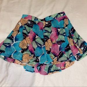 Mumu, high rise, flowy colorful butterfly shorts